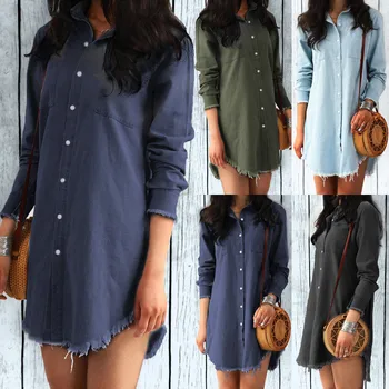 2018 Spring Women Dress Loose Button Fashion Casual Loose Mini Dress Fashion Long Sleeve Women Clothing Plus Size
2018 Spring Women Dress Loose Button Fashion Casual Loose Mini Dress Fashion Long Sleeve Women Clothing Plus Size
