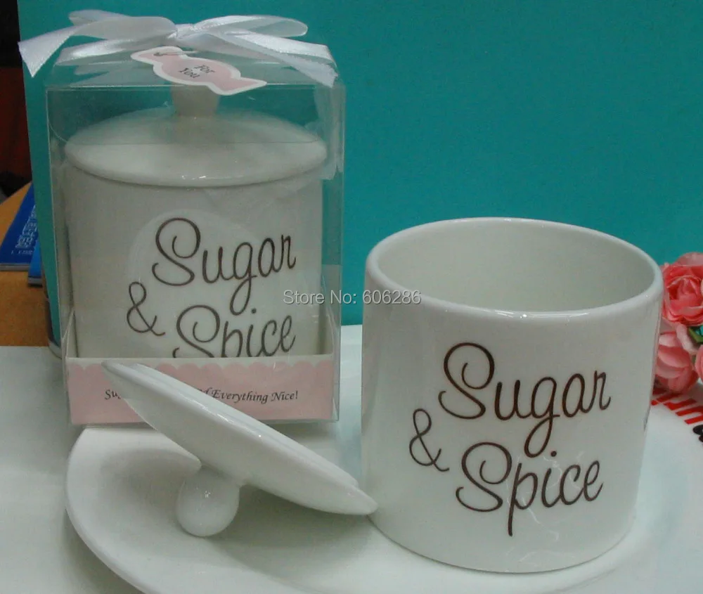 (80pcs/lot) Wholesale Wedding Souvenirs Guests Porcelain "Sugar & Spice" Sugar Bowl Favors
(80pcs/lot) Wholesale Wedding Souvenirs Guests Porcelain "Sugar & Spice" Sugar Bowl Favors