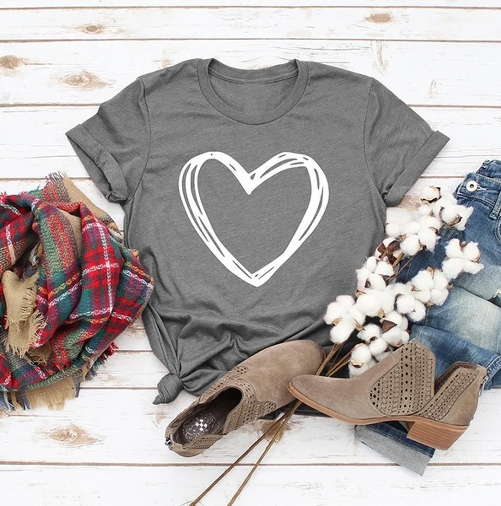 2019 Summer Women's T-Shirt Heart Print Loose Casual Tee Shirt Short Sleeve O-Neck Female T-Shirts Tee Tops
2019 Summer Women's T-Shirt Heart Print Loose Casual Tee Shirt Short Sleeve O-Neck Female T-Shirts Tee Tops