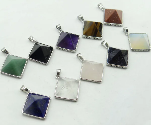 Natuursteen lapis tiger eye amethist Opal piramide вешалка Kralen Sieraden Charmes DIY voor Maken Kettingen 8 шт. A33 | Украшения