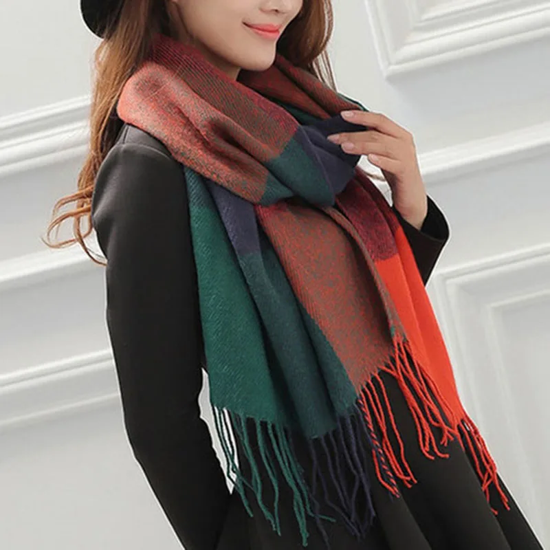 Осенне зимний женский шерстяной клетчатый шарф женские кашемировые шарфы