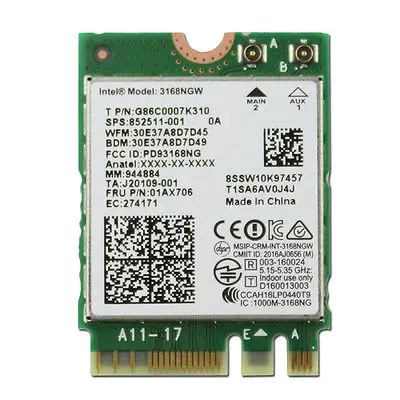 Wireless Adapter Card for Intel AC 3168NGW 3168 Dual Band Wireless wifi Bluetooth 4.2 M2 Card lenovo thinkpad 01ax706
Wireless Adapter Card for Intel AC 3168NGW 3168 Dual Band Wireless wifi Bluetooth 4.2 M2 Card lenovo thinkpad 01ax706