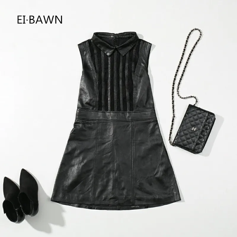 2019 New Autumn Dress Women Genuine Leather Office Lady Black Vintage Elegant Dress Sleeveless Korean Style Top Quality Dress
2019 New Autumn Dress Women Genuine Leather Office Lady Black Vintage Elegant Dress Sleeveless Korean Style Top Quality Dress