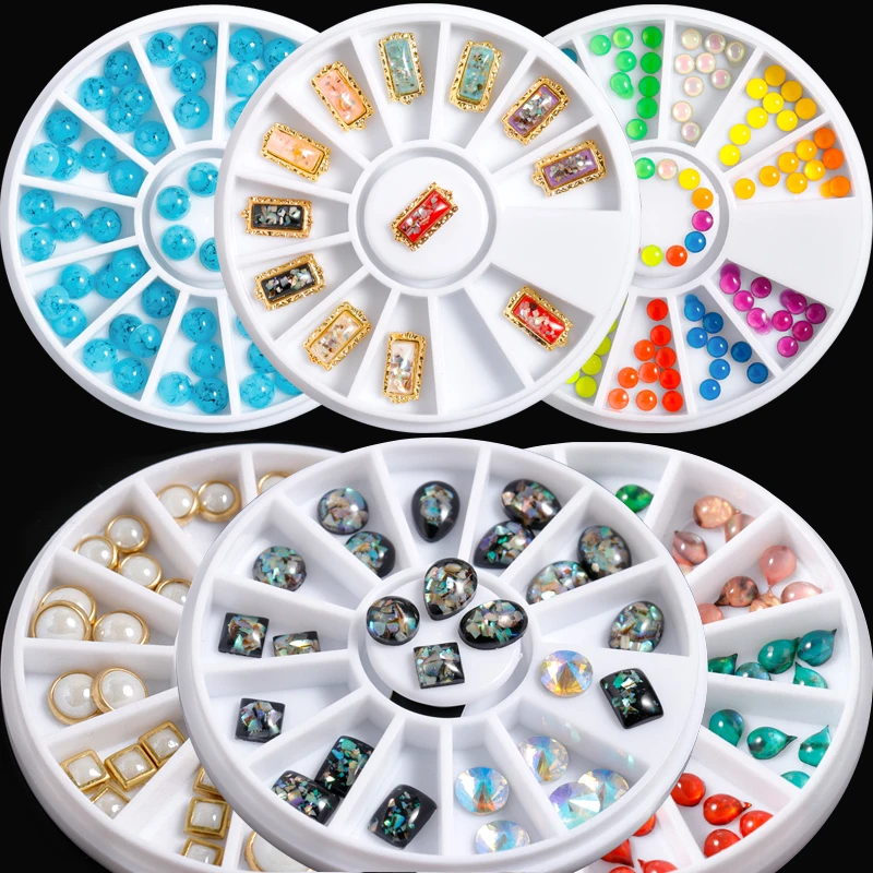 1 wheel Mix color shapes Glitter Nail Art Decoration Rhinestones Flatback Acrylic Amber Shell Stone Shinning Nail Accessories
1 wheel Mix color shapes Glitter Nail Art Decoration Rhinestones Flatback Acrylic Amber Shell Stone Shinning Nail Accessories