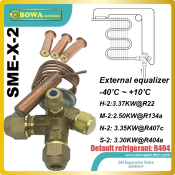 The TEV matches 15cc AC compressor and for liquid injection in "DRY" evaporators where the superheat at the evaporator outlet
The TEV matches 15cc AC compressor and for liquid injection in "DRY" evaporators where the superheat at the evaporator outlet