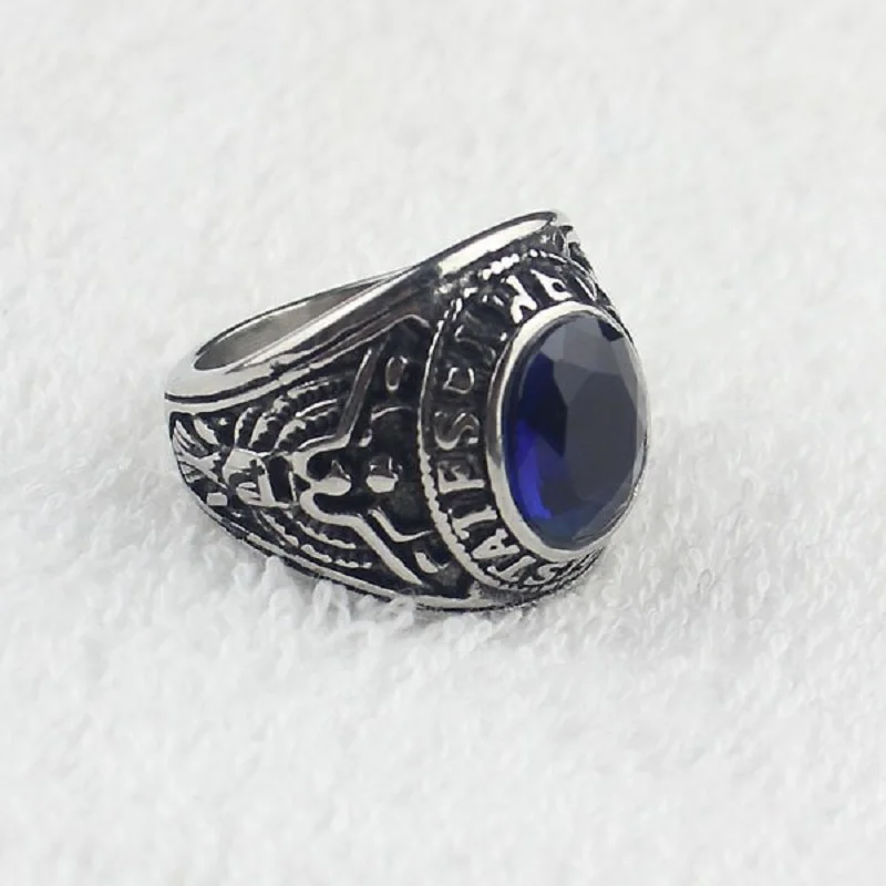 Blue CZ Crystal Men's Stainless Steel United States Military Army Ring US Size 7-13
Blue CZ Crystal Men's Stainless Steel United States Military Army Ring US Size 7-13