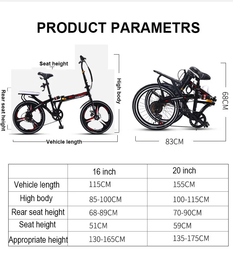 Best 16/20 inch Folding Bicycle Ultra Light Portable One Wheel Shifting Shock Absorber Mini Bike Adult Student 0