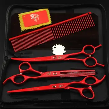 7.0inch red color pet scissors(one straight,one curve,one with teeth,one comb)
7.0inch red color pet scissors(one straight,one curve,one with teeth,one comb)