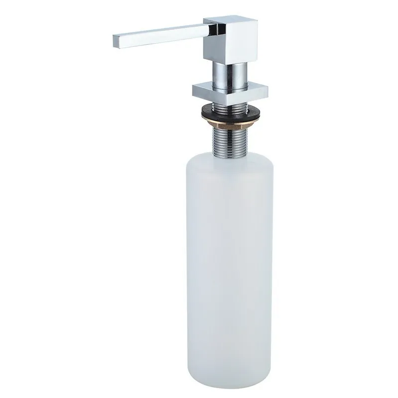 Image Wholesale Promotion High Quality Square Style Chrome Solid Brass Kitchen Sink Soap Dispenser