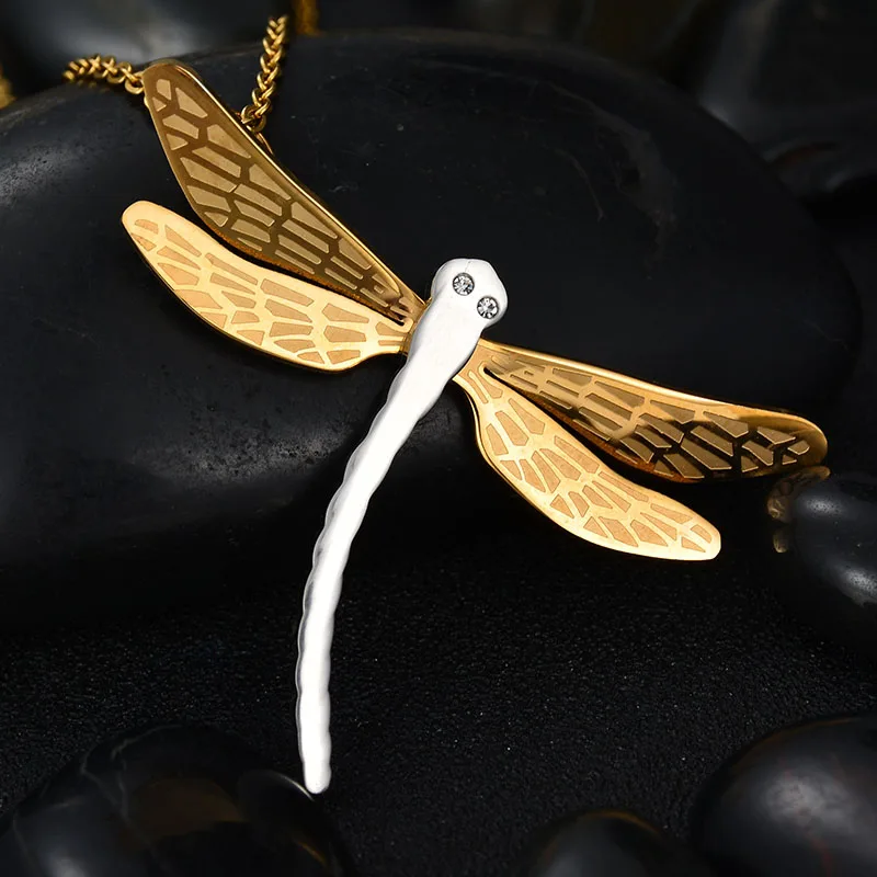 New 316L Stainless Steel Dragonfly Necklace For Women Never Fade Gold Color CZ Stone Eye Pendant Necklace Party Gift 
New 316L Stainless Steel Dragonfly Necklace For Women Never Fade Gold Color CZ Stone Eye Pendant Necklace Party Gift