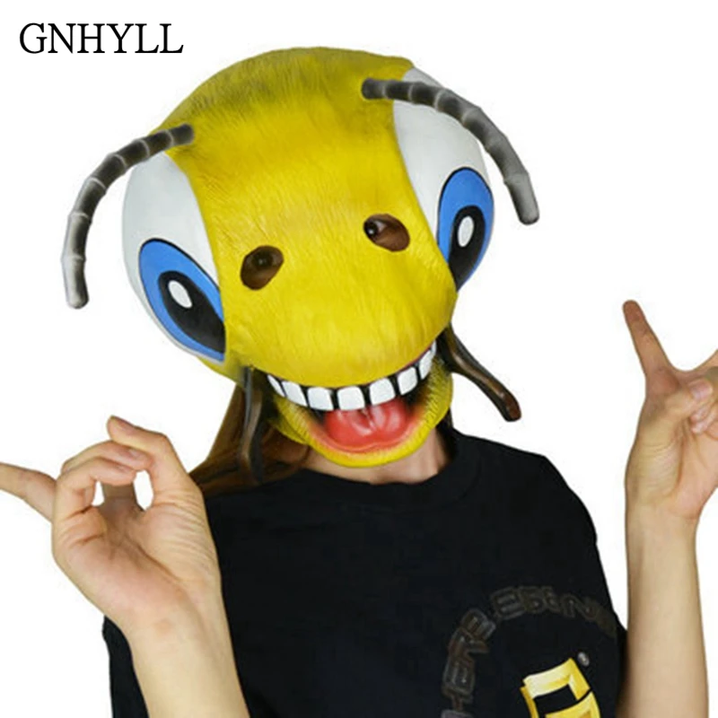 

GNHYLL Funny Collection COS Heist Bees Mask Latex Halloween Party Cosplay Carton Bee Face Mask Props Fancy Dress