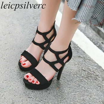 Women's Sandals Super High Heel Zip Peep Toe Thin Heel Platform Flock 2019 New Sexy Fashion Sweet Party Black Big Size 34-43
Women's Sandals Super High Heel Zip Peep Toe Thin Heel Platform Flock 2019 New Sexy Fashion Sweet Party Black Big Size 34-43