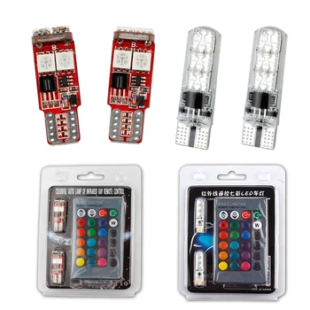 OKEEN 4Pcs T10 W5W LED Car Lights LED Bulbs RGB With Remote Control 194 168 501 Strobe Led Lamp Reading Lights White Red Amber
OKEEN 4Pcs T10 W5W LED Car Lights LED Bulbs RGB With Remote Control 194 168 501 Strobe Led Lamp Reading Lights White Red Amber