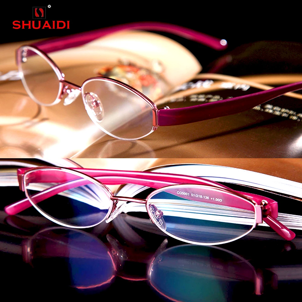 

Photochromic Reading Glasses Semi-Rim Tr Anti-Fatigue Coated Lenses Pink Spectacles +1 to +4 Progressive Or Polarized Lens