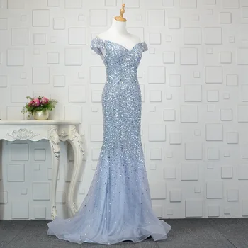 Cap Sleeves Beading Evening Dresses Long Luxury Sequin Mermaid Long Evening Dress Blue & Champagne Mermaid Formal Gown
Cap Sleeves Beading Evening Dresses Long Luxury Sequin Mermaid Long Evening Dress Blue & Champagne Mermaid Formal Gown