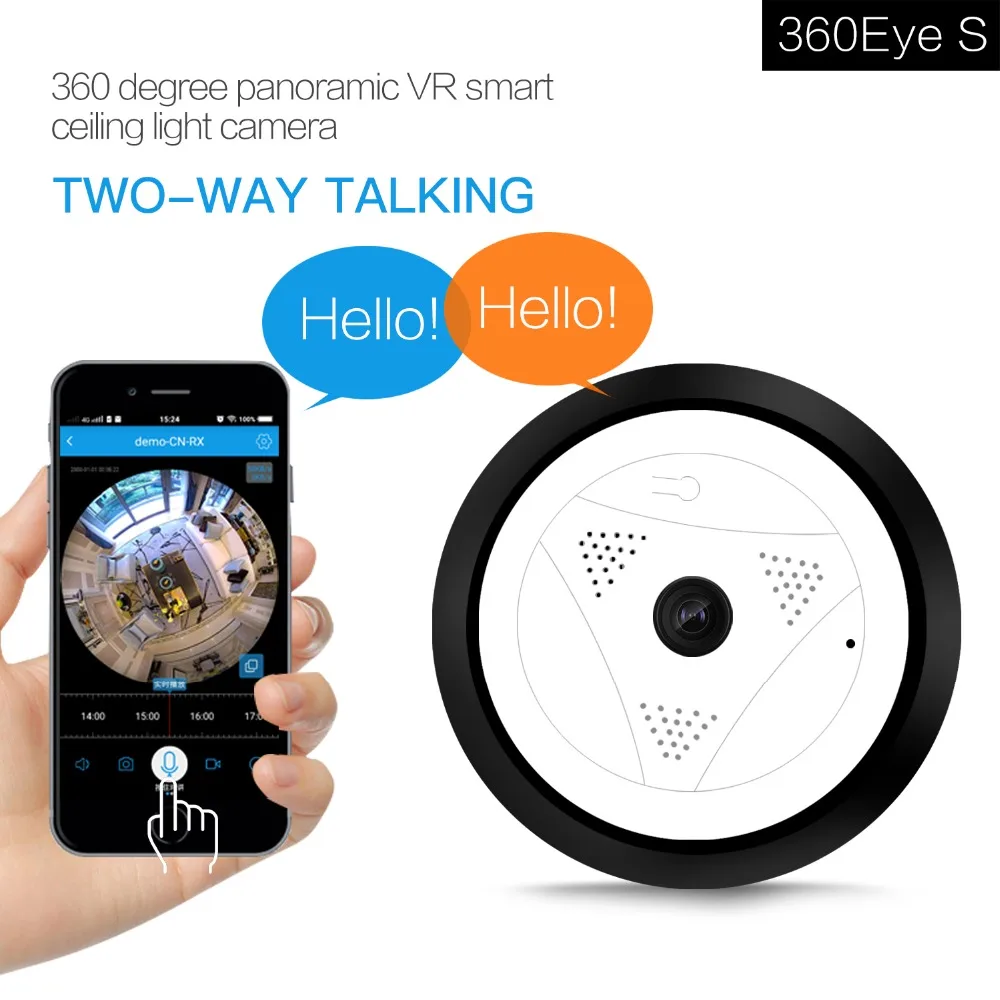IP Camera Home Security Wireless 360 Degree Panoramic CCTV Camera Night Vision Fish Eyes Lens VR Cam HD 960P Wifi
IP Camera Home Security Wireless 360 Degree Panoramic CCTV Camera Night Vision Fish Eyes Lens VR Cam HD 960P Wifi