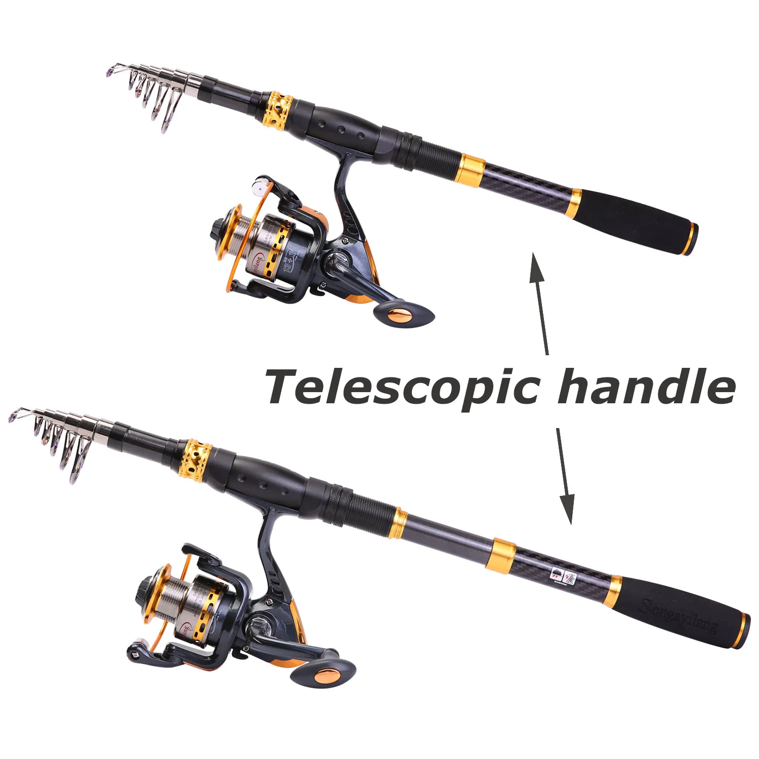Telescopic Spinning Fishing Rod and Reel Combos for Travel Saltwater Freshwater