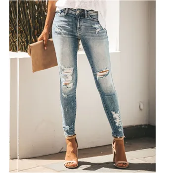 Summer button stretch mid-waist ladies jeans hole ladies jeans casual female pencil pants straight Slim ladies feet jeans
Summer button stretch mid-waist ladies jeans hole ladies jeans casual female pencil pants straight Slim ladies feet jeans