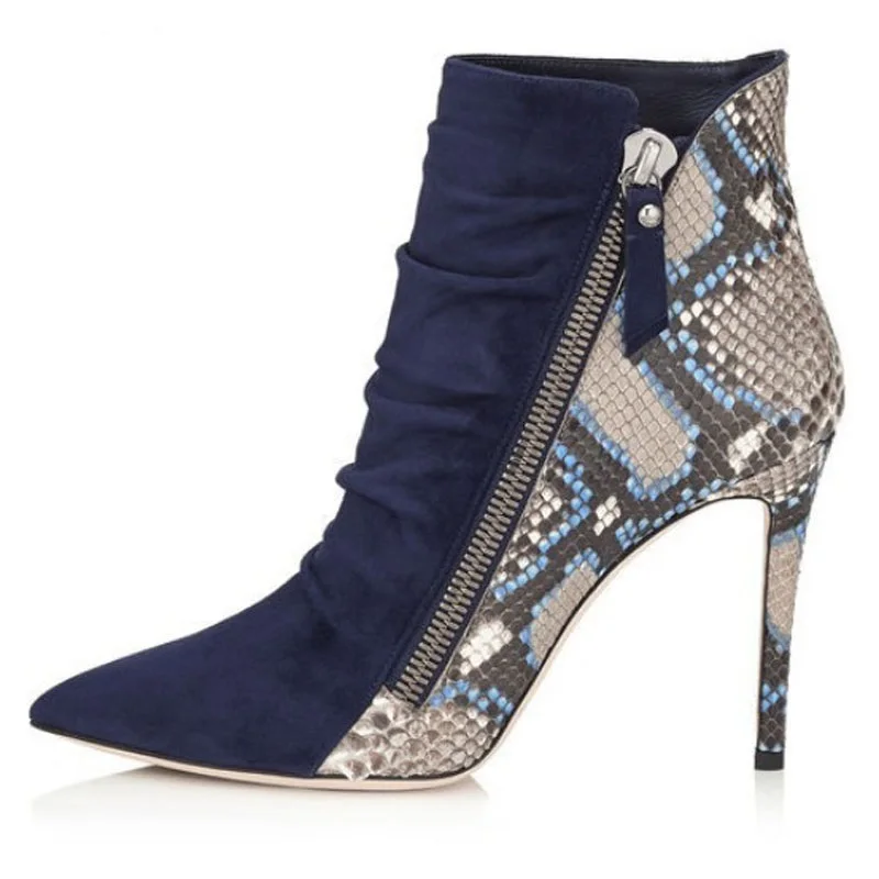 Python Leather Ankle Boot Pleated Pointed Toe Short Boots Stiletto Heels Boots Women Sexy Slant Zip Short Bottines
Python Leather Ankle Boot Pleated Pointed Toe Short Boots Stiletto Heels Boots Women Sexy Slant Zip Short Bottines