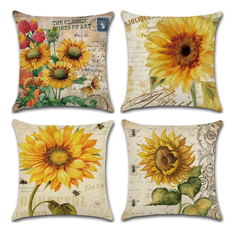 Sunflower Square Cushion Cover Printed Pillowcase Linen Waist Throw Pillow for Sofa Seat Living Room Decorative 45cm funda cojin
Sunflower Square Cushion Cover Printed Pillowcase Linen Waist Throw Pillow for Sofa Seat Living Room Decorative 45cm funda cojin