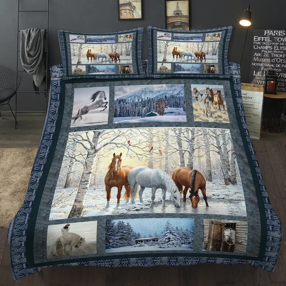 Animal Horse Bedding Set Duvet Cover Set With Pillow Case Quilt