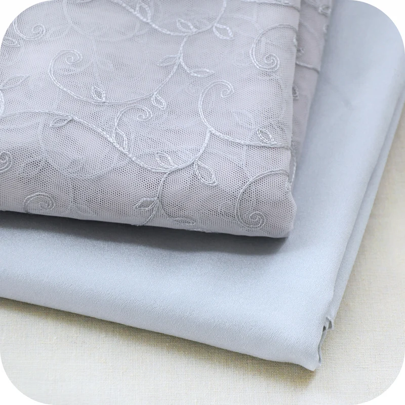 2pcs 50x130cm Light Gray Net Embroidery Floral Lace Add Double Crepe Cloth Fabrics of DIY Webbing Dress Clothes Cloth Materials
2pcs 50x130cm Light Gray Net Embroidery Floral Lace Add Double Crepe Cloth Fabrics of DIY Webbing Dress Clothes Cloth Materials
