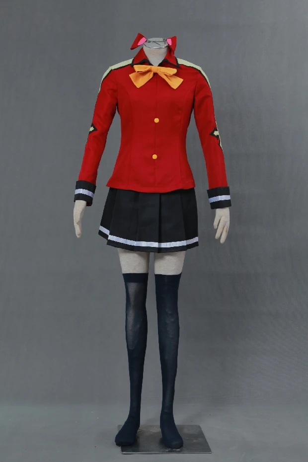 Fairy Tail Wendy Marvell Cosplay Costume uniform red with headband
