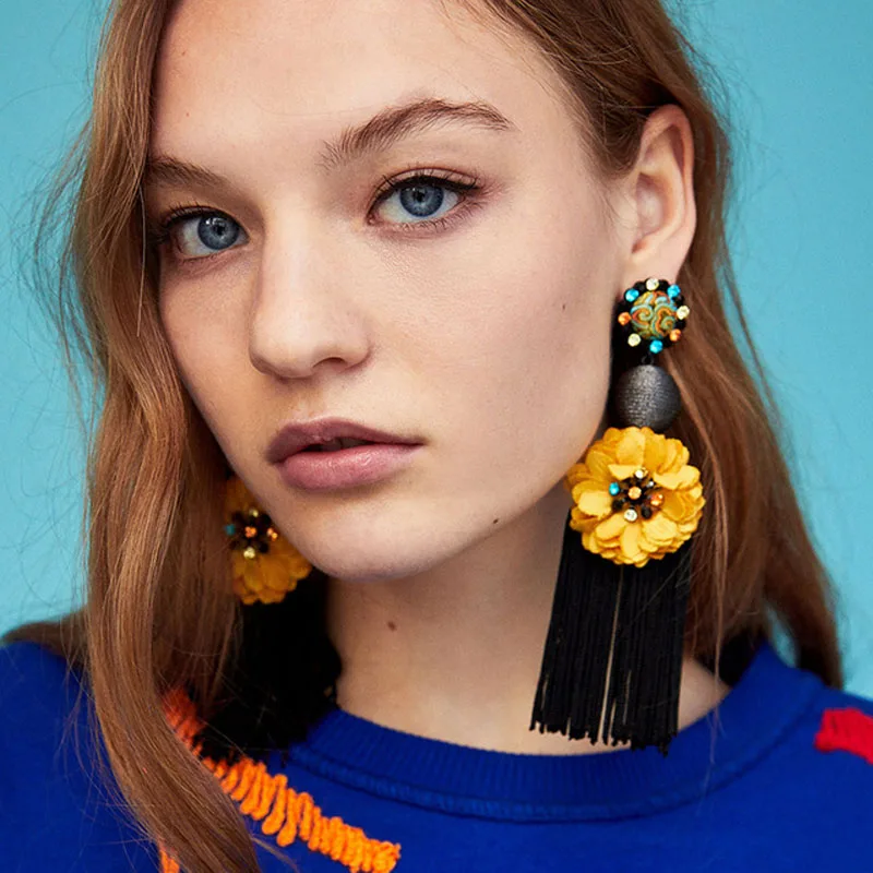 Girlgo Hyperbole Bohemian Flower Fringed Statement Earrings Fashion Accessories For Women Black Tassel Drop Dangle Earrings
Girlgo Hyperbole Bohemian Flower Fringed Statement Earrings Fashion Accessories For Women Black Tassel Drop Dangle Earrings