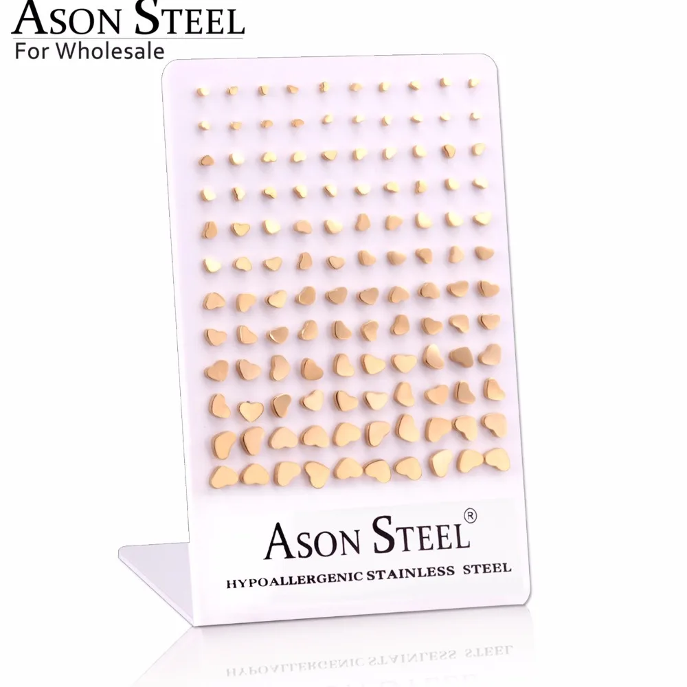 ASONSTEEL Wholesale Earrings 60pairs/lot Gold/Silver/Rose Gold/Black Heart Shape Stud Earring Fashion Jewelery Lover's Gift
ASONSTEEL Wholesale Earrings 60pairs/lot Gold/Silver/Rose Gold/Black Heart Shape Stud Earring Fashion Jewelery Lover's Gift