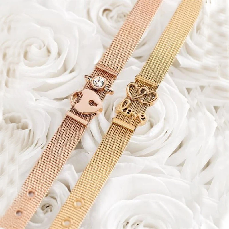 Mavis Hare Rose Gold Mesh Strap Double Heart & Anchor Charm Bracelet Set Stainless Steel Story DIY Charm Band Bracelet as Gift
Mavis Hare Rose Gold Mesh Strap Double Heart & Anchor Charm Bracelet Set Stainless Steel Story DIY Charm Band Bracelet as Gift