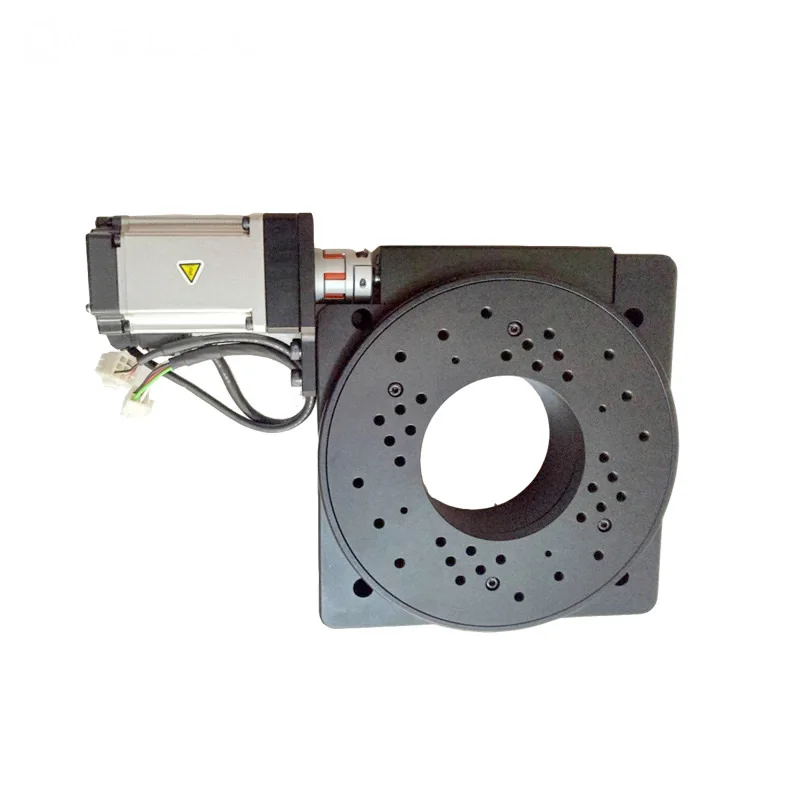 MTS-HX100 high speed electric rotary table, hollow indexing plate 200degrees/S with 400W servo drive
MTS-HX100 high speed electric rotary table, hollow indexing plate 200degrees/S with 400W servo drive