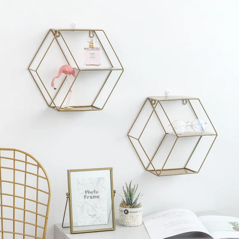 European ins hanging wrought iron hexagonal grid wall shelf living room bedroom wall decorative shelf
European ins hanging wrought iron hexagonal grid wall shelf living room bedroom wall decorative shelf