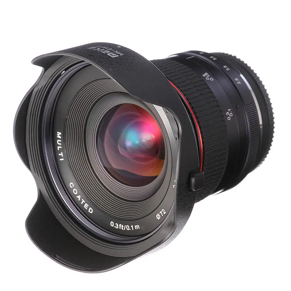 MEKE12mm f/2 8 Ультра широкоугольный фиксированный объектив со съемным капюшоном для