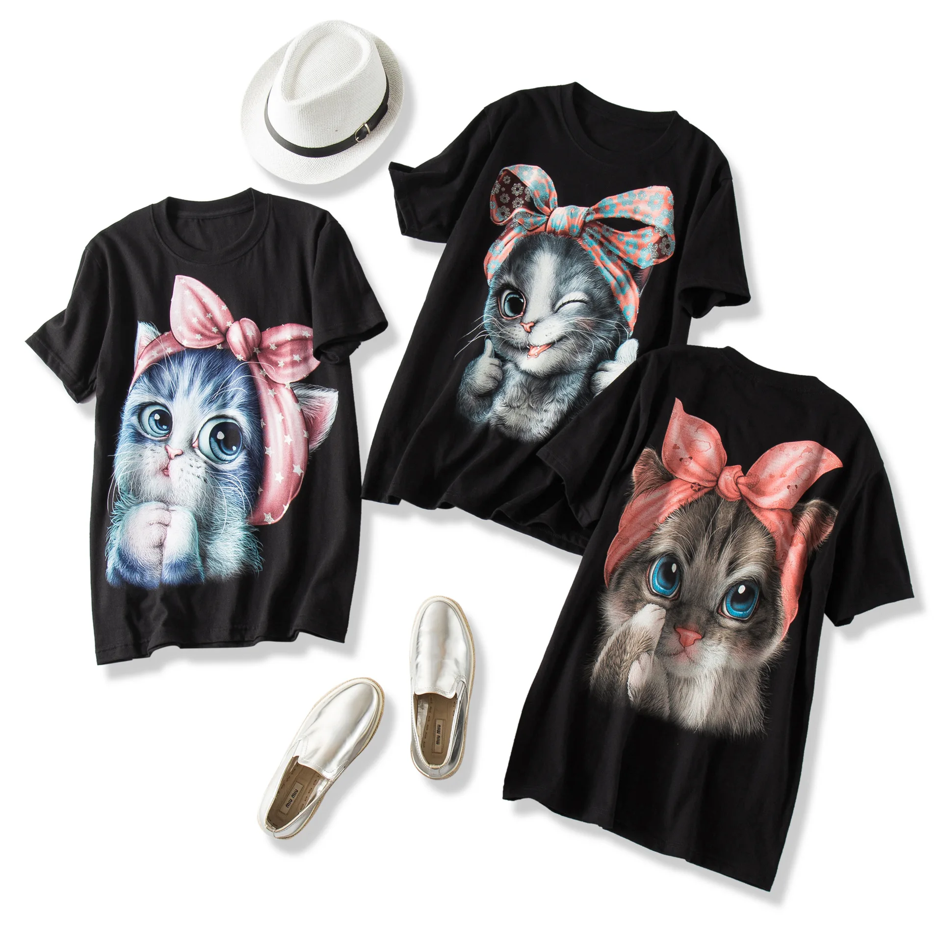 2019 spring and summer new products Meng fun age! 3D Cat Bow Comfortable Comb Cotton Loose Short Sleeve T-Shirt
2019 spring and summer new products Meng fun age! 3D Cat Bow Comfortable Comb Cotton Loose Short Sleeve T-Shirt
