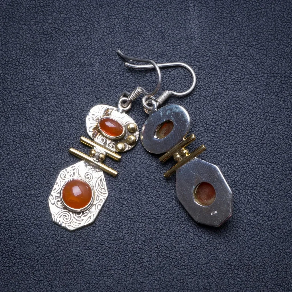 Natural Two Tones Carnelian Handmade Unique 925 Sterling Silver Earrings 1.75" X4114
Natural Two Tones Carnelian Handmade Unique 925 Sterling Silver Earrings 1.75" X4114