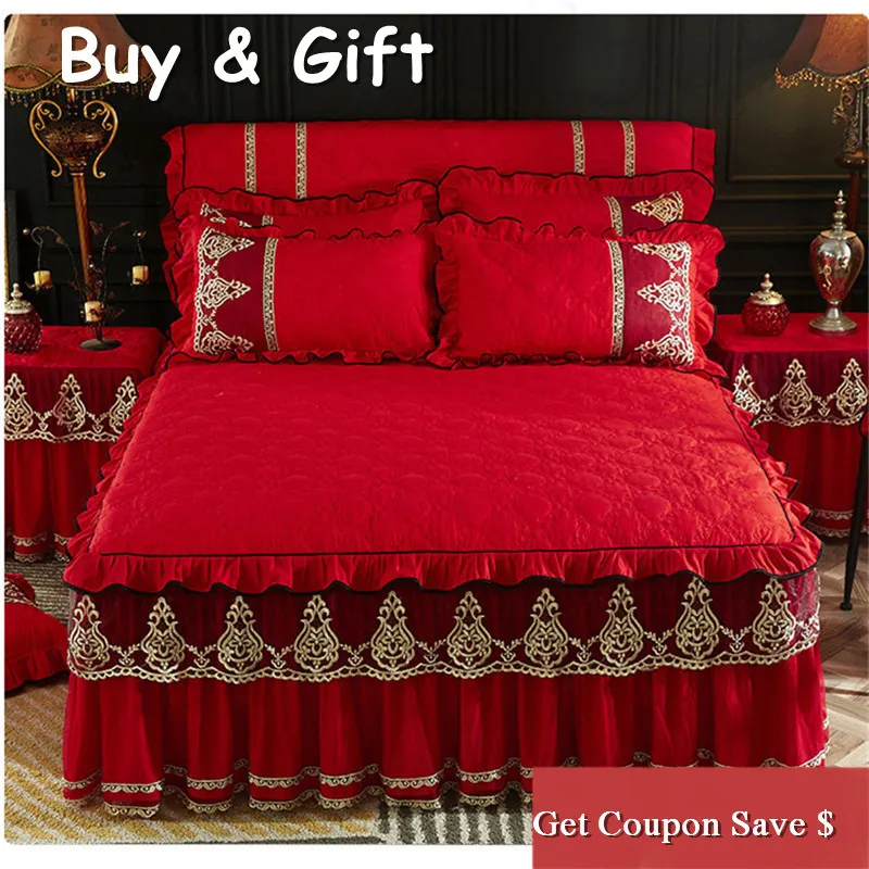 Fast shipping sanding cotton lace edge thickened bedskirt 3pcs European style pure color bedspreads high quality bedding set
Fast shipping sanding cotton lace edge thickened bedskirt 3pcs European style pure color bedspreads high quality bedding set