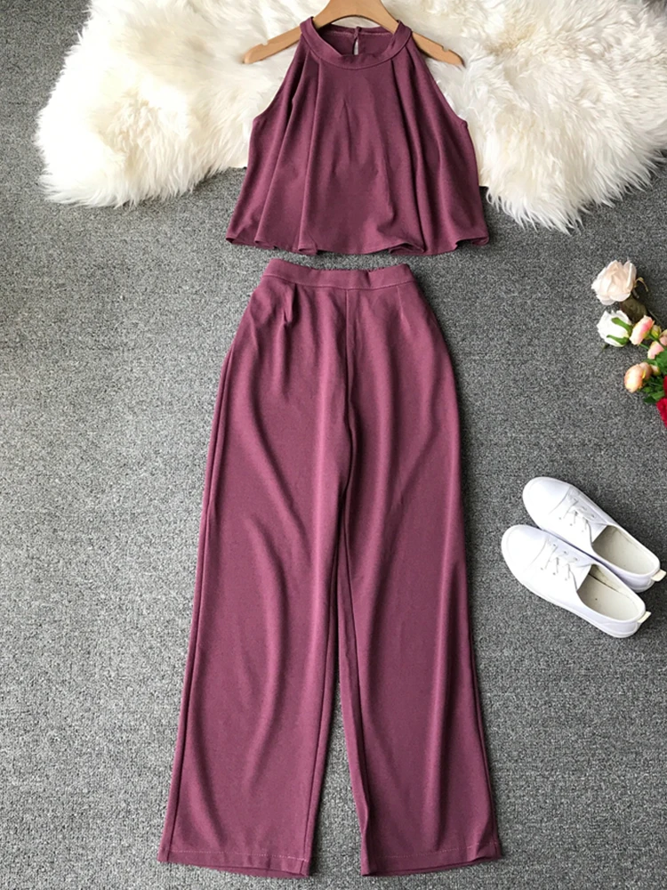 Fitaylor Women Solid Sleeveless Crop Tops Pants 2 Piece Set Summer Casual Female Wide Legs Pants Suits Ladies Party Sets
Fitaylor Women Solid Sleeveless Crop Tops Pants 2 Piece Set Summer Casual Female Wide Legs Pants Suits Ladies Party Sets