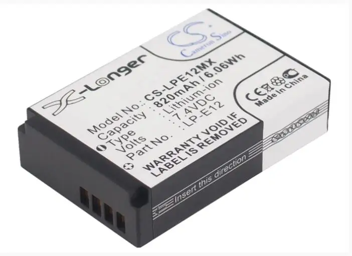 Cameron Sino 820mAh battery for CANON EOS 100D M M2 -M Rebel SL1 Digital LP-E12 Camera Battery
Cameron Sino 820mAh battery for CANON EOS 100D M M2 -M Rebel SL1 Digital LP-E12 Camera Battery