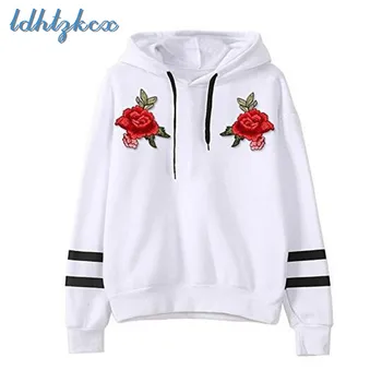 Floral Embroidery Long-sleeved Hooded Hoodies Women 2018 Autumn-winter Plus Velvet Loose Hoodies Black White Fashion Hoodies 388
Floral Embroidery Long-sleeved Hooded Hoodies Women 2018 Autumn-winter Plus Velvet Loose Hoodies Black White Fashion Hoodies 388