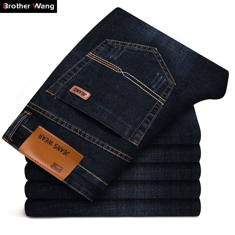Мужские джинсы Brother Wang Классические повседневные Стрейчевые облегающие