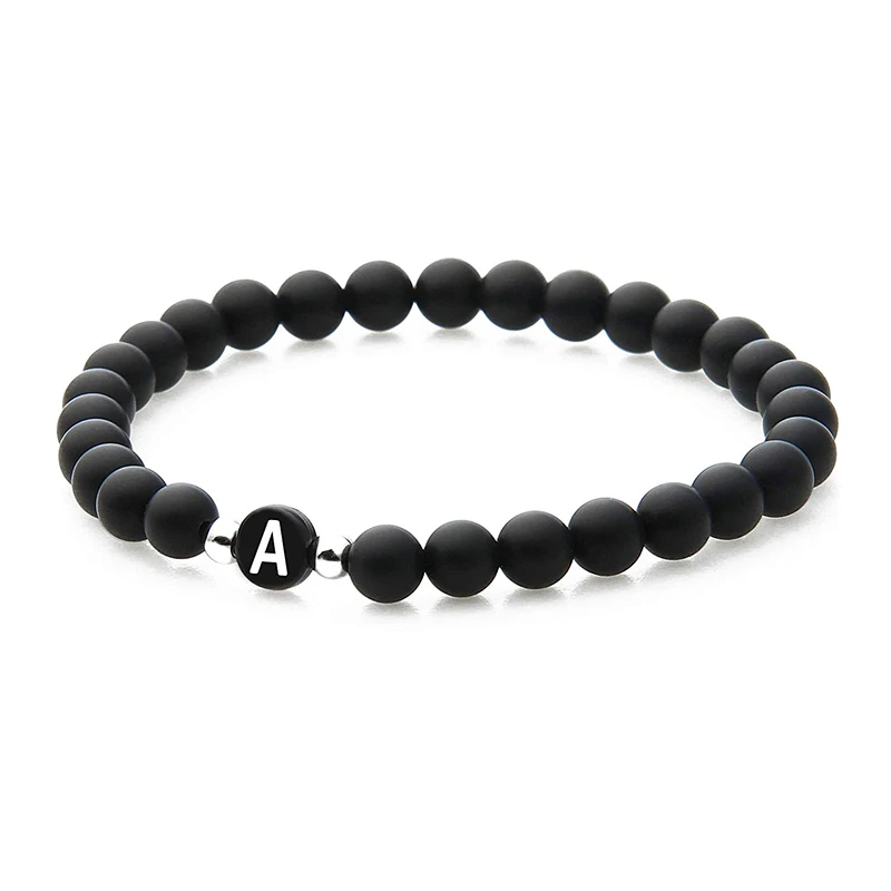 A-Z Letters Couple Bracelets with Natural Stones Beaded Bracelet