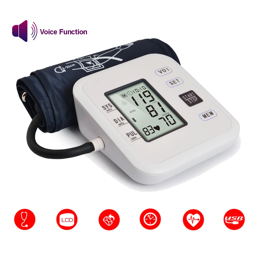 Live Voice Automatic Arm Blood Pressure Monitor LCD Digital Screen 90 Measurements for 2 users
Live Voice Automatic Arm Blood Pressure Monitor LCD Digital Screen 90 Measurements for 2 users