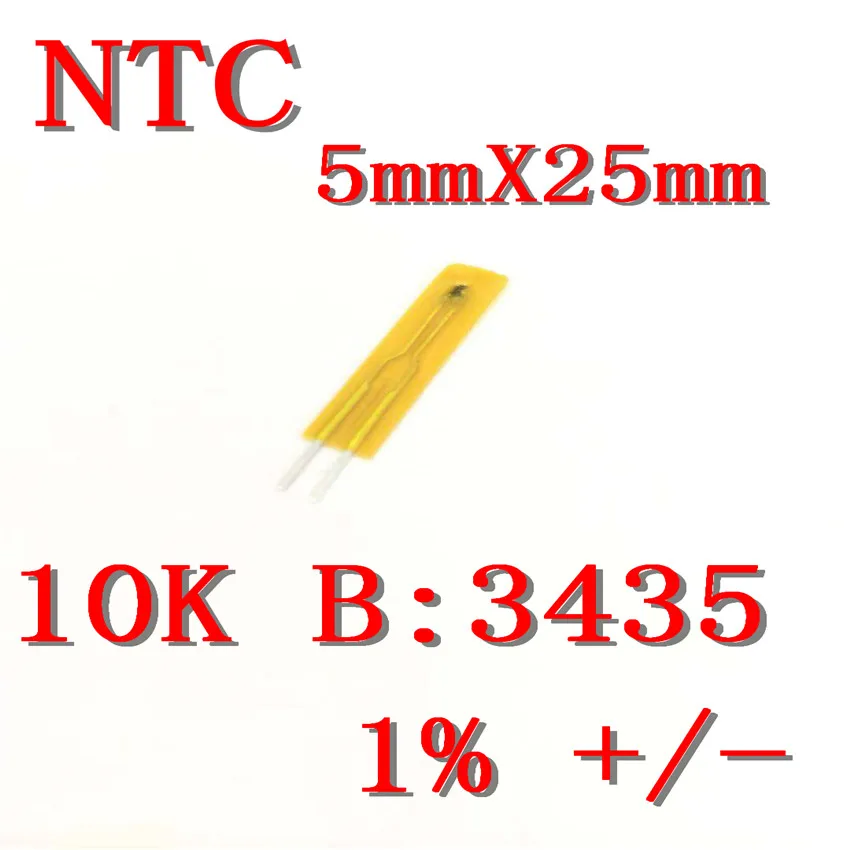 5pcs Thin film NTC temperature sensor 10K B value 3435 1% NTC thermistor 10K B: 3435 1% (size: 5mmX25mm)
5pcs Thin film NTC temperature sensor 10K B value 3435 1% NTC thermistor 10K B: 3435 1% (size: 5mmX25mm)