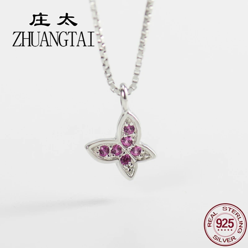 ZHUANGTAI Jewelry Настоящее стерлингового серебра 925 бабочки кулоны кубического