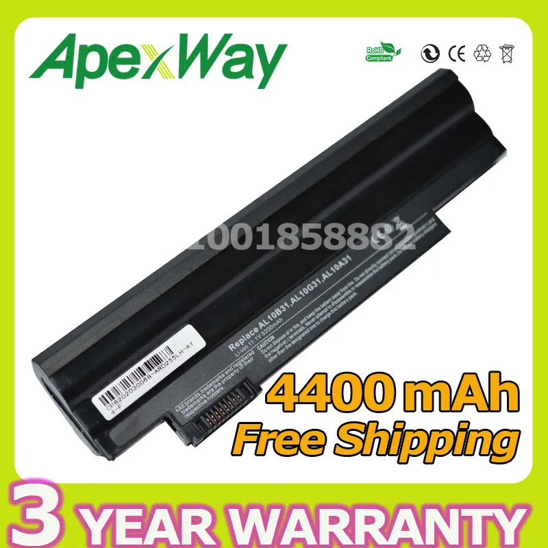 Apexway 11.1V 4400mAh black Laptop Battery for Acer Aspire One 522 722 D255 D260 D270 E100 AOD255 AOD260 AL10A31 AL10B31 AL10G31
Apexway 11.1V 4400mAh black Laptop Battery for Acer Aspire One 522 722 D255 D260 D270 E100 AOD255 AOD260 AL10A31 AL10B31 AL10G31