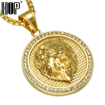HIP Hop Ice Out Gold Color Titanium Stainless Steel Pave Rhinestone Lion Head Pendants Necklaces for Men Jewelry
HIP Hop Ice Out Gold Color Titanium Stainless Steel Pave Rhinestone Lion Head Pendants Necklaces for Men Jewelry