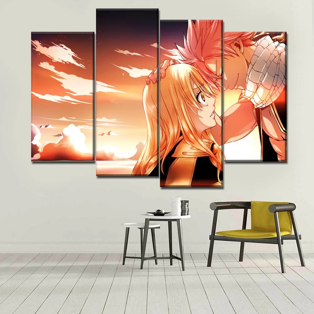 Canvas-Picture-Wall-Art-4-Pcs-Anime-Fairy-Tail-Lucy-Heartfilia-And-Natsu-Dragneel-Painting-Home