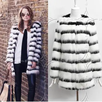 2017 Europe and the United States imitation fur coat long section of women fur coat black and white stitching fashion fur coat
2017 Europe and the United States imitation fur coat long section of women fur coat black and white stitching fashion fur coat