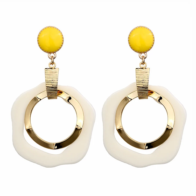 Fashion Sweet Irregular Geometric Acrylic Metal Long Drop Earrings For Women White Acrylic Acetic Acid Resin Statement Earrings
Fashion Sweet Irregular Geometric Acrylic Metal Long Drop Earrings For Women White Acrylic Acetic Acid Resin Statement Earrings