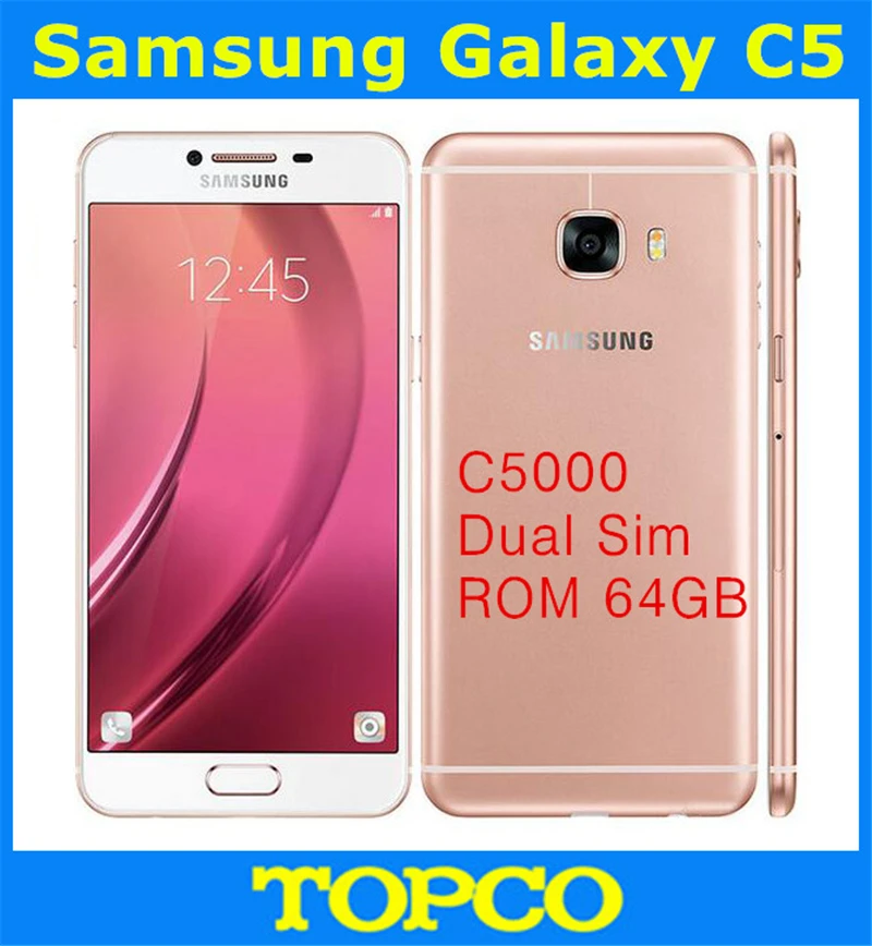 

Samsung Galaxy C5 Duos GSM 4G LTE Original Unlocked Android Dual Sim Mobile Phone C5000 Octa Core 5.2" 16MP RAM 4GB ROM 64GB